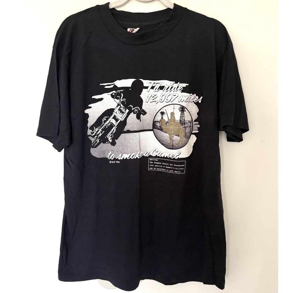 VTG Imex Graphic Tee Black Single Stitch Short Sleeve Novelty Slogan Shirt Sz XL